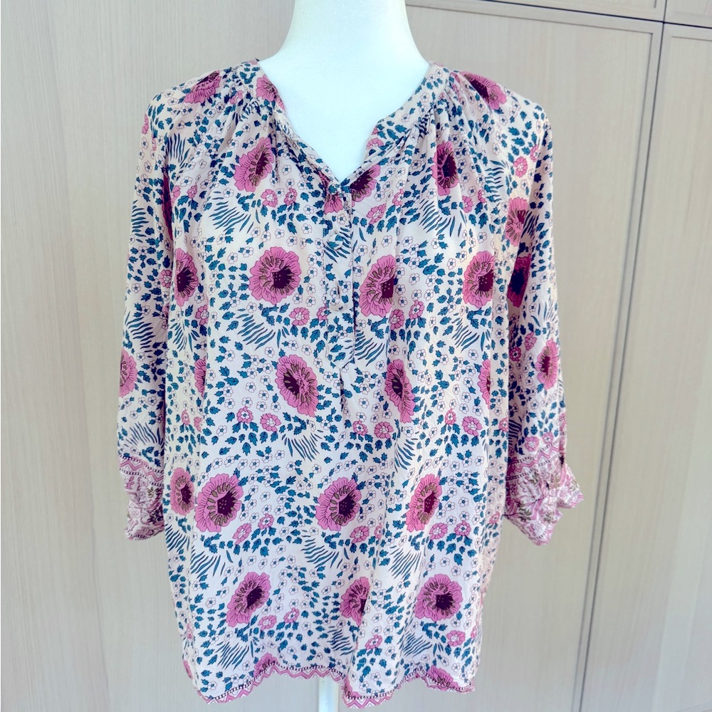 Natalie Martin Pink and Blue Floral Blouse